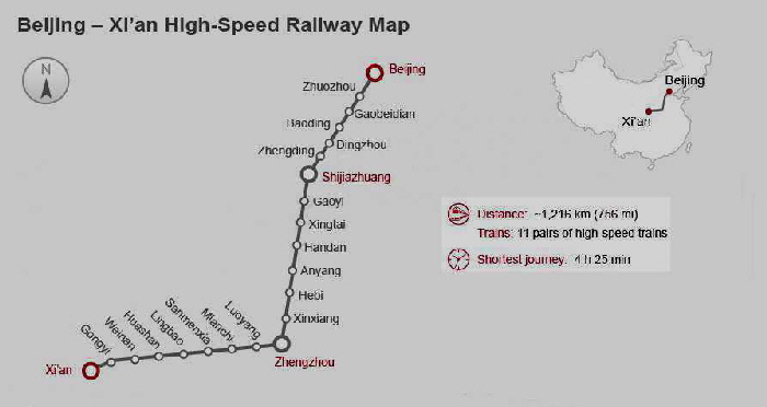 Train-map-Xian-to-Beijing